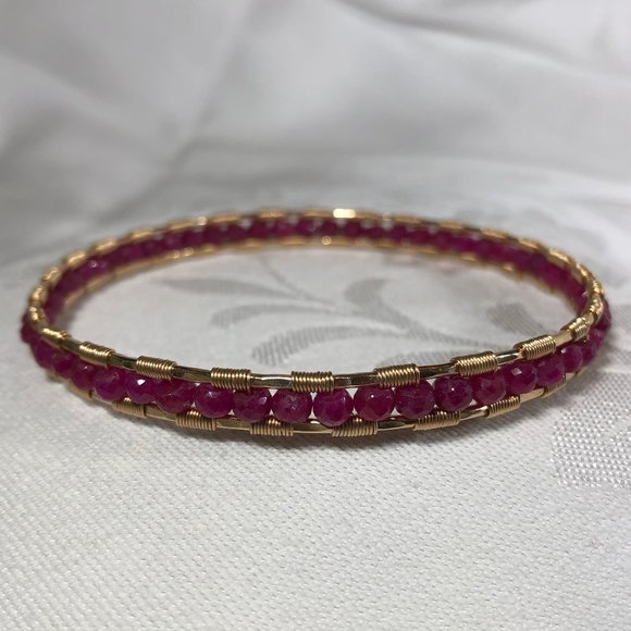 NWT Genuine Ruby Gold Bangle Bracelet Handmade - Picture 1 of 3